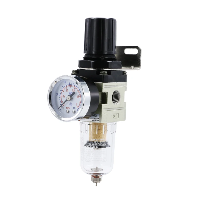 

AW2000-02 Pneumatic 1/4 BSP Air Filter Pressure Regulator Combo Piggyback, Air Tool Compressor Filter with Gauge