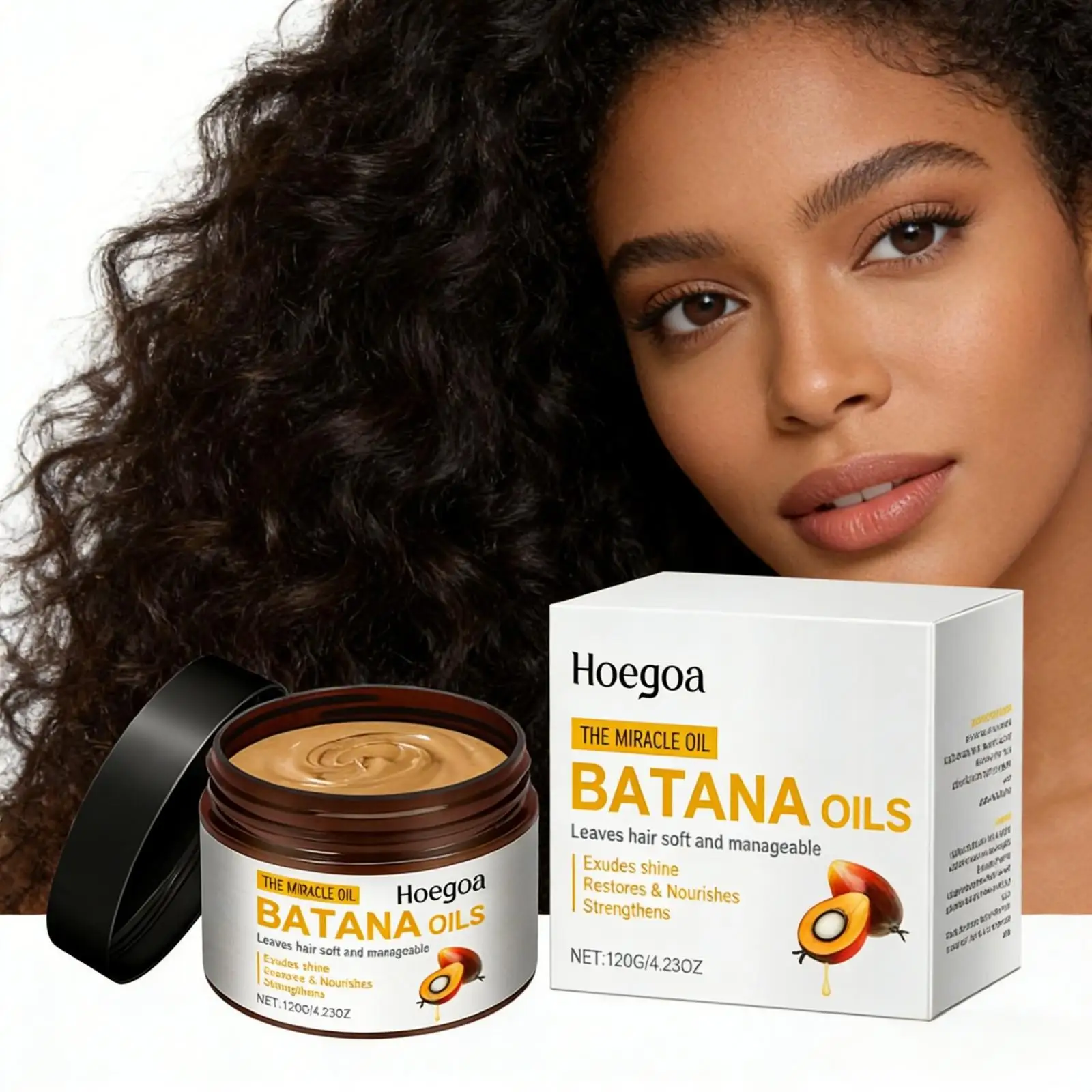 Hoegoa Batana Oil Hair Growth Mask Damaged Hair Restoration Moisturizing Hair Strengthener Shiny Retinol Hydrating Hair Mask