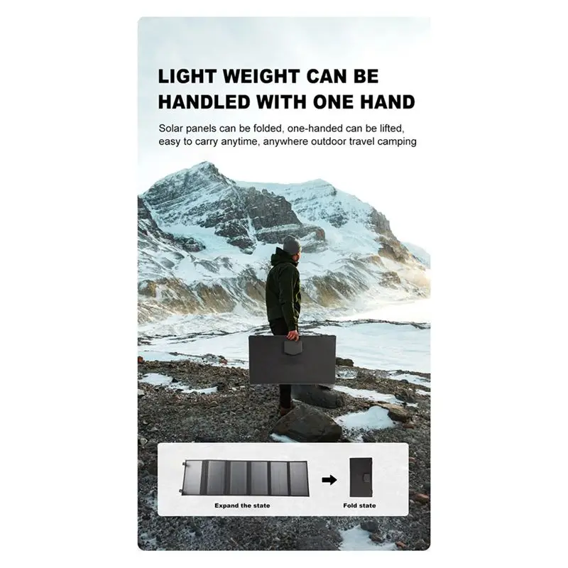 [NEW!ABKG】 60W 18V Folding Solar Panel Power Generator For Outdoor Camping Hiking Parts Emergency Power Supply-Khaki view 3