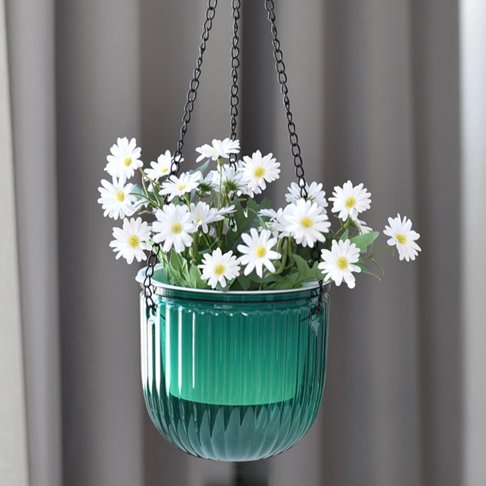 

2pcs Resin Hanging Plant Pot Self-Watering Transparent Planter With Drainage Holes For Indoor Outdoor Use Balcony Garden Flower