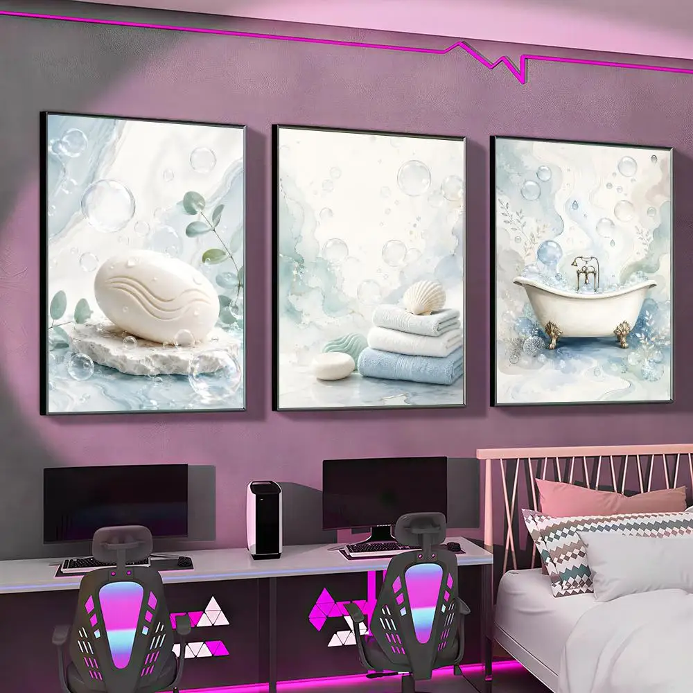 Bathroom Bubble Art Poster Versatile HD Waterproof Wall Art Self-Adhesive Decor for Any Space Ideal Gift