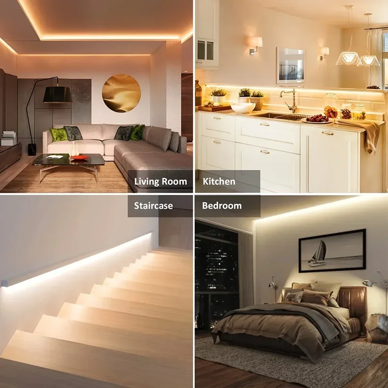 1 Rolle LED-Lichtstreifen mit Dreifach-Dimmer, Niederspannung 5V, keine Lichtpunkte, flexibler COB-LED-Streifen, USB-betrieben, einfacher Dreifach-Schalter, einstellbare Lichtstärke, geeignet für Raumbeleuchtung, Schränke, Küche und Badezimmer, Spiegel, TV, Computer-Hintergrundbeleuchtung, Live-Streaming-Make-up-Beleuchtung, Haus, Schlafzimmer, Treppen usw. – Detail 12
