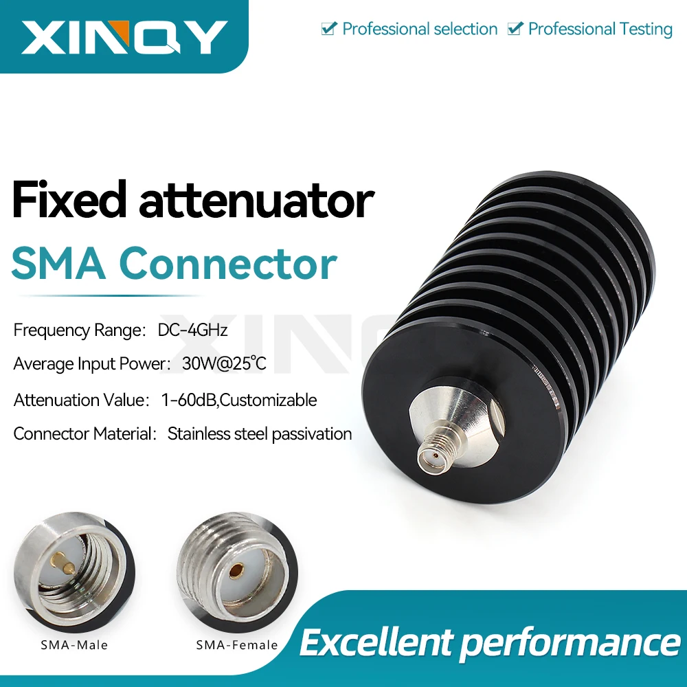 xinqy-30w-sma-male-to-female-coaxial-attenuator-dc-4ghz-1db、3db、5db、6db、10db、15db、20db、30db、40db、50db-rf-attenuator