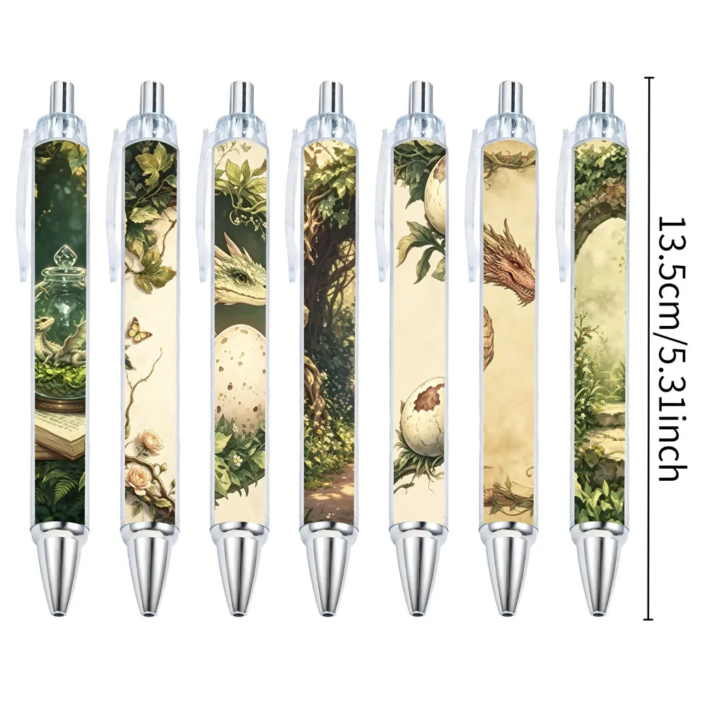 12 pieces of retro mystery theme neutral pens - press-type writing pens - patterns are random