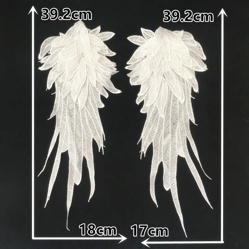 black and white embroidered polyester wings hollowed out lace DIY sewing decorative clothing accessories