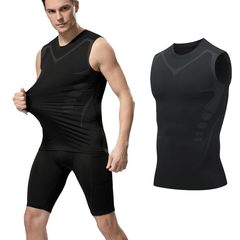 Compressietanktop Heren Gymshirt Mouwloos Sneldrogend Afdrukken Sportkleding Mannelijke Fitness Bodybuilding Vest Workout Spiertop