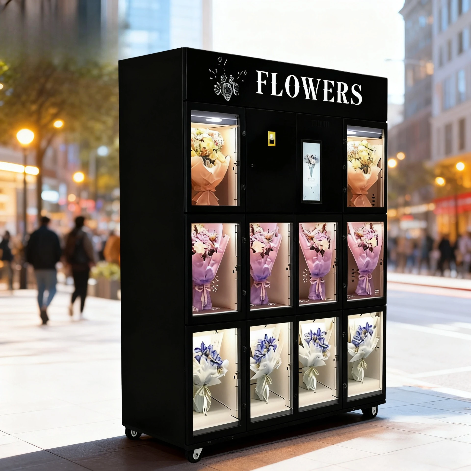 Commercial unmanned flower vending machine fresh-keeping lattice cabinet