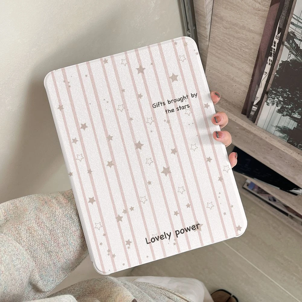 Pink Striped Star Tablet Case For iPad Pro 11 12.9 13 A16 M2 M4 M3 M5 Shell 8.3 9.7 10.2 5/6/7/8/9/10/11th Mini Air 3 4 5 Cover
