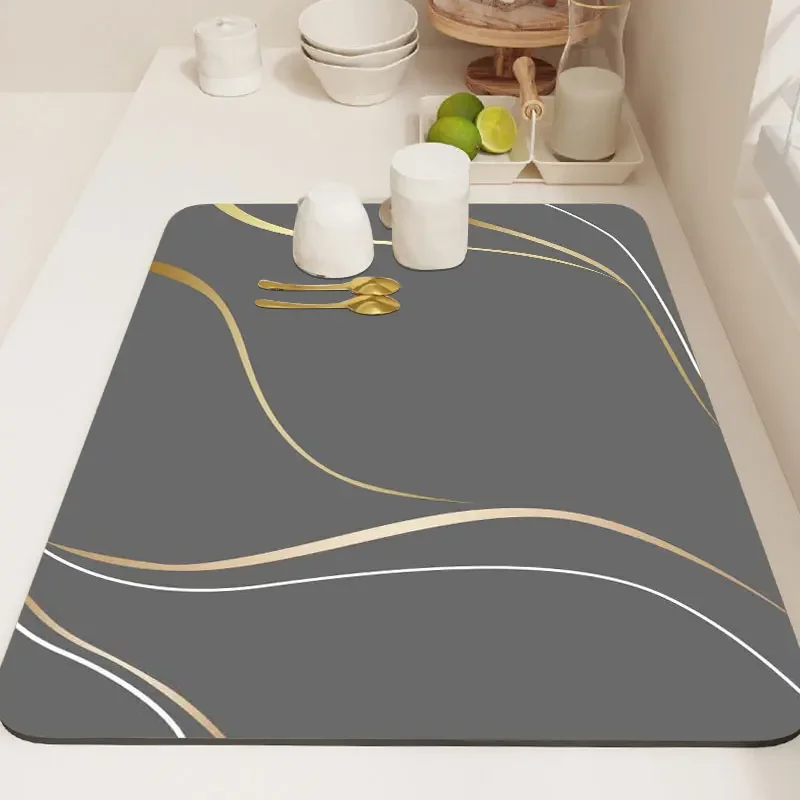 Super Absorbent Kitchen Mat Antiskid Drying Mat Quick Dry Bathroom Drain Pad Tableware Mat Non-slip Dinnerware Coffee Placemat