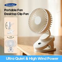 KINSCOTER Portable Desktop Fan with Clip Cordless Rechargeable 1800mAh Fan Ventilator Cooler Multifunction Handheld Fan 5 Speed