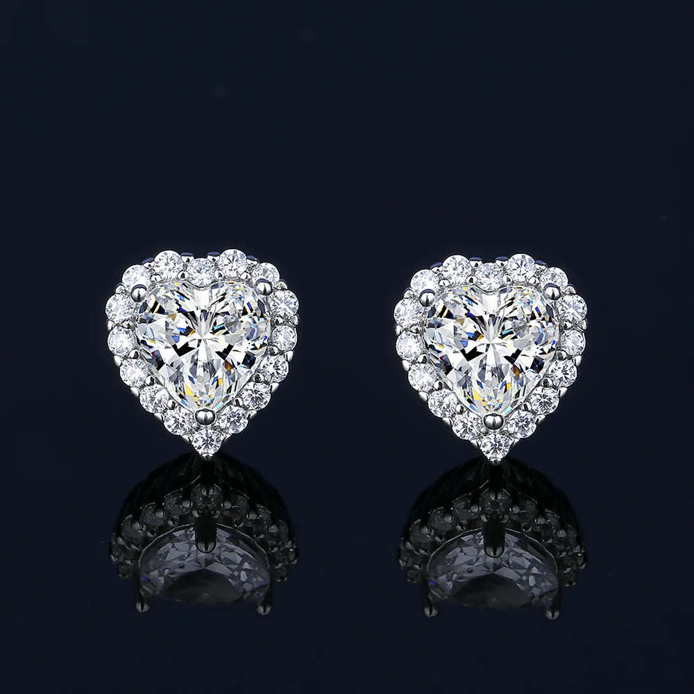 Queen Heart Lab Diamond Jewelry set 925 Sterling Silver Party Wedding Rings Earrings Necklace For Women Moissanite Jewelry Gift