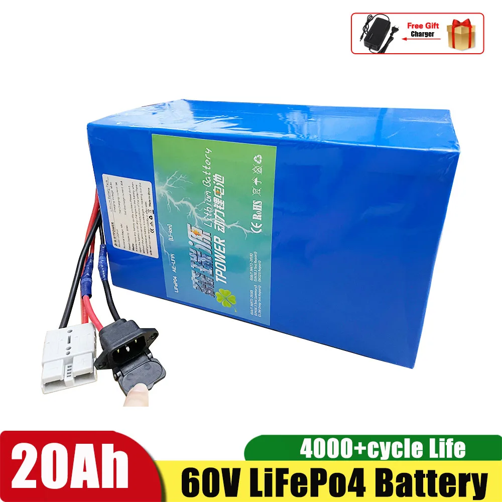 Lifepo4 60V 20Ah lithium Iron Phosphate Battery Pack with BMS for Electric Vehicle Lithium Battery Electric Scooter