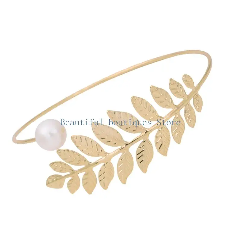 

U4LF Modern Leaf Motif Arm Cuff Friendly Recyclable Metal Unisex Wearable Art Piece Adjustable Leaf Arm Ornament