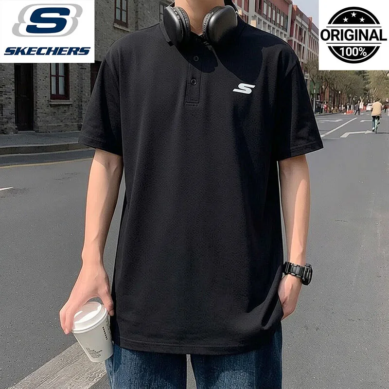 

Skechers Men's Loose Fit Polo Shirt Casual Streetwear Breathable Knitted Short Sleeve Sports Top P226M216-03K8