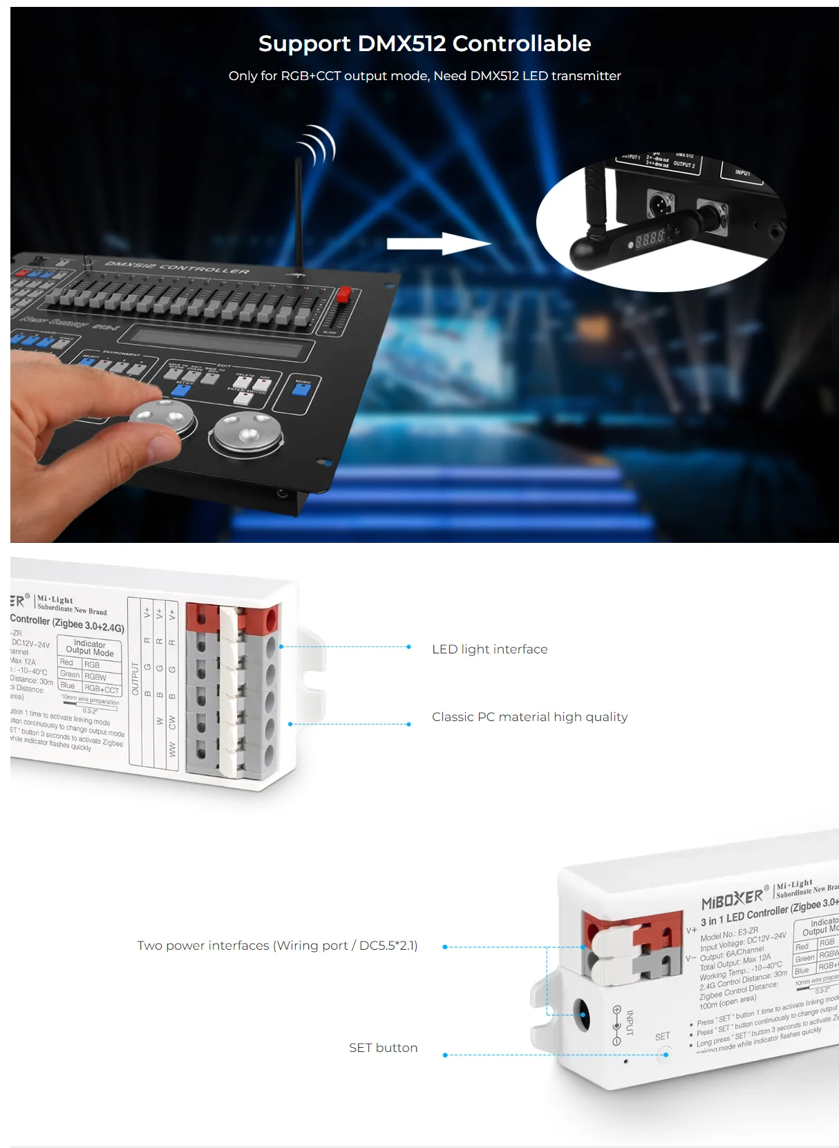 Miboxer E2-ZR E3-ZR 2 3 in 1 LED Controller Zigbee 3.0+2.4G Single color/Dual white/RGB/RGBW/RGB+CCT LED Strip Light Lamp Dimmer