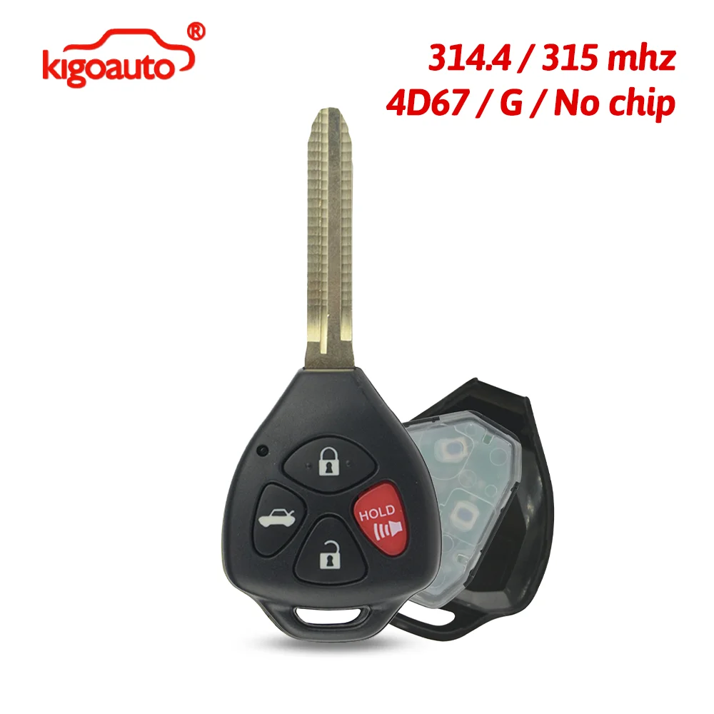 

Пульт дистанционного управления kigoauto FCC HYQ12BBY 314.4MHZ, 4 кнопки, TOY43 / FCC GQ4-29T 315Mhz для Toyota Camry Corolla 2006-2011