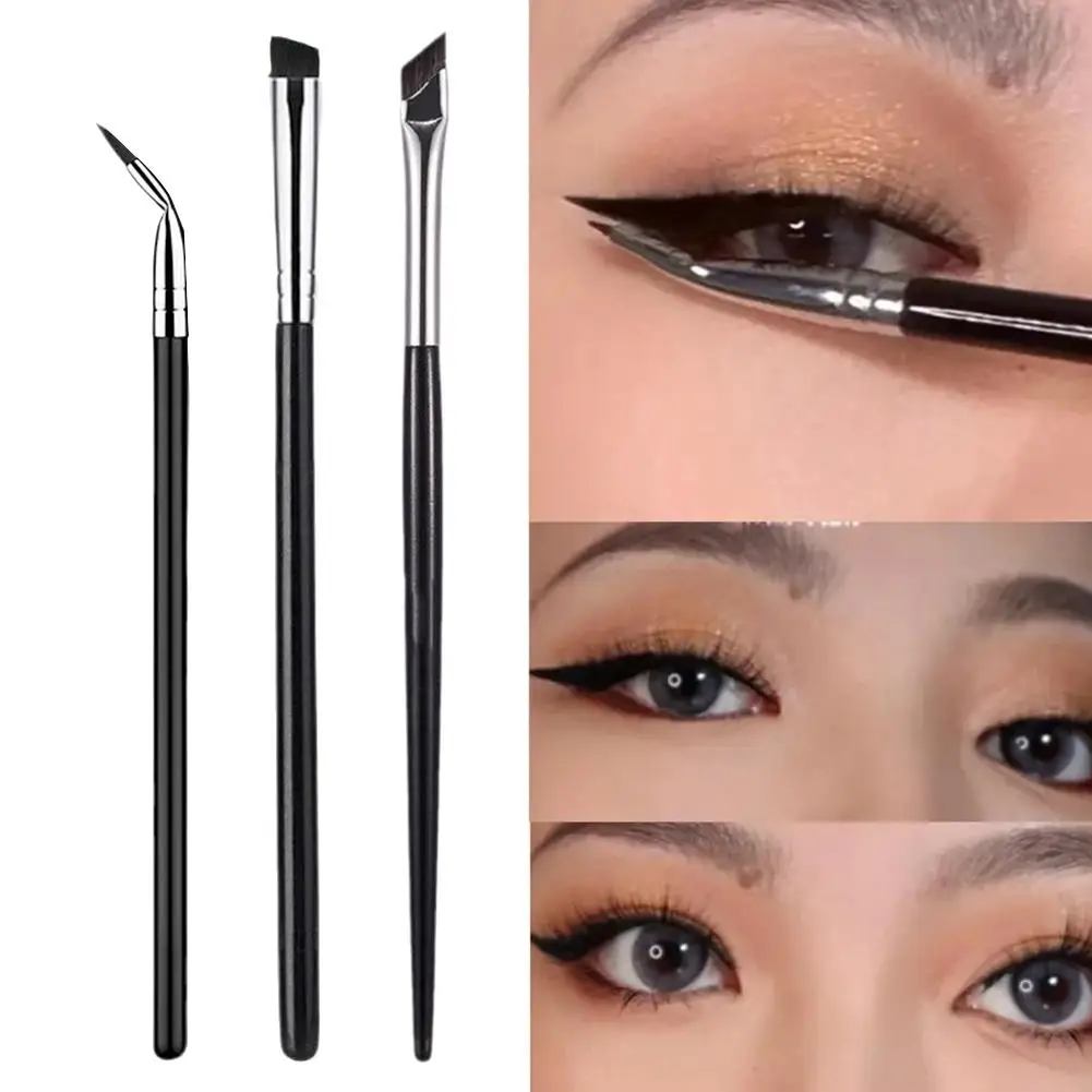 Pinceau Eyeliner professionnel Super fin, plat Oblique/outil multifonctionnel coudé/maquillage des yeux, Eyeliner Dia P0W3