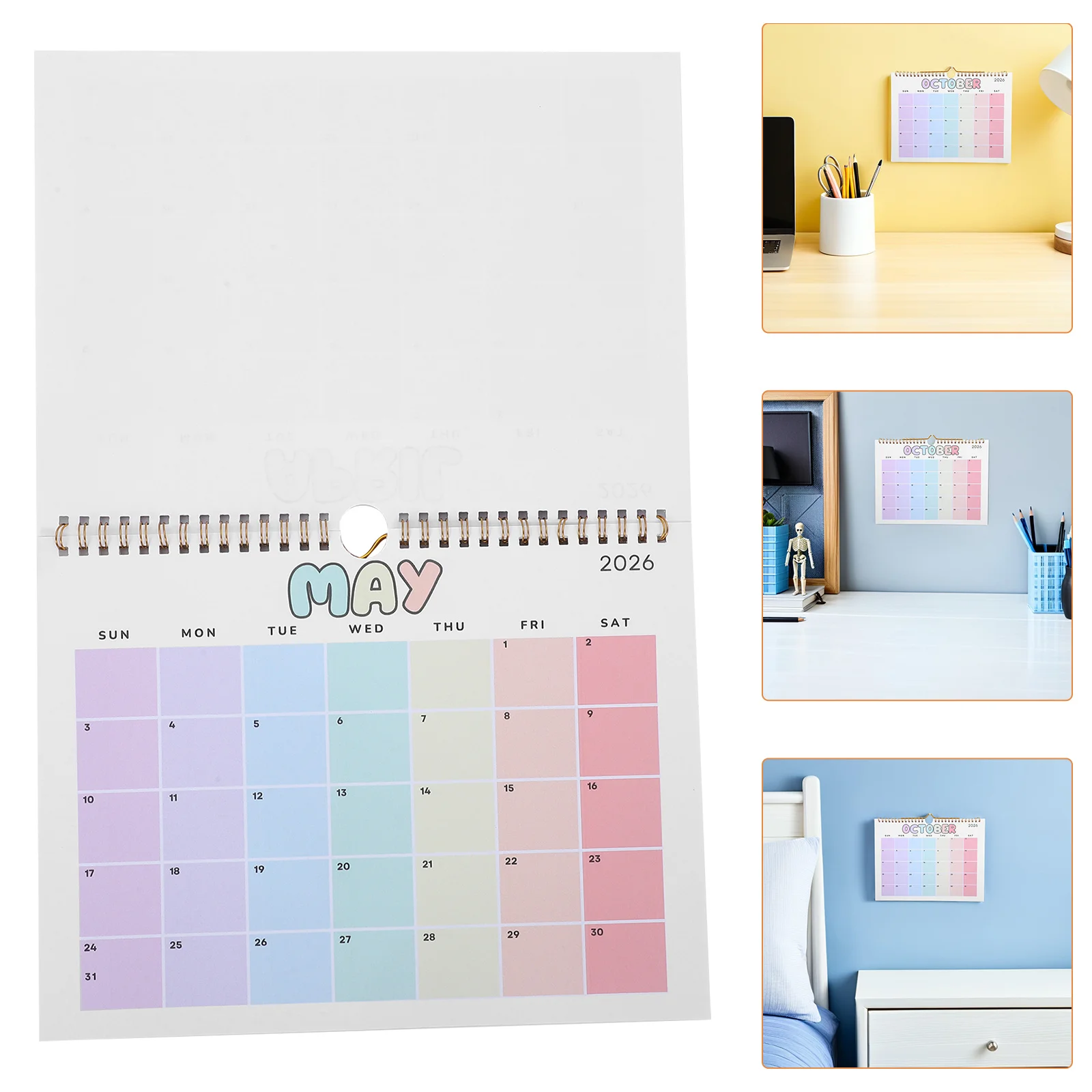 

2026 Hanging Calendar 11x8.25 Wirebound Minimalist Cartoon Alphabet Design Monthly Planner Home Kitchen Office Decor