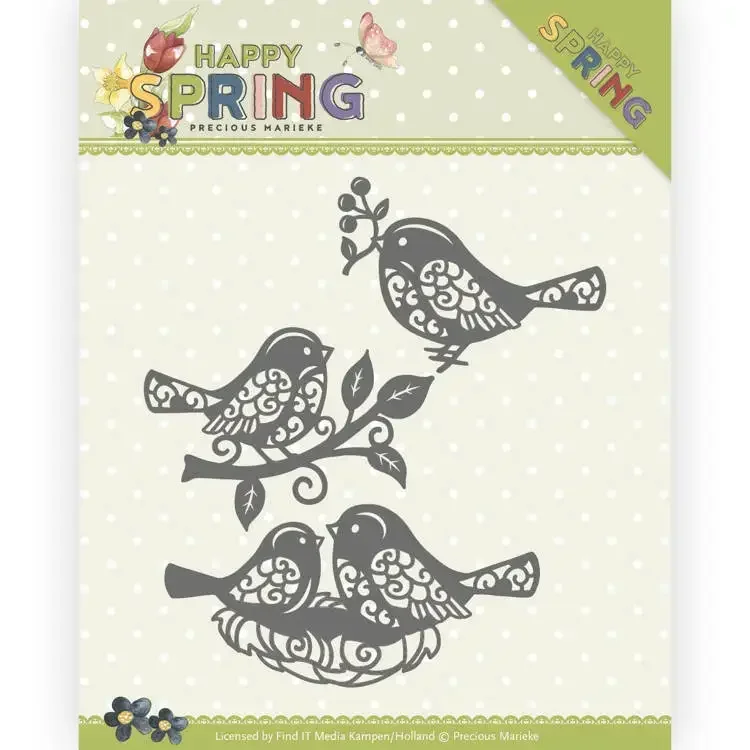 Piggy Craft metal cutting dies cut die mold Spring bird flower edge Scrapbook paper craft mold blade punch stencils dies