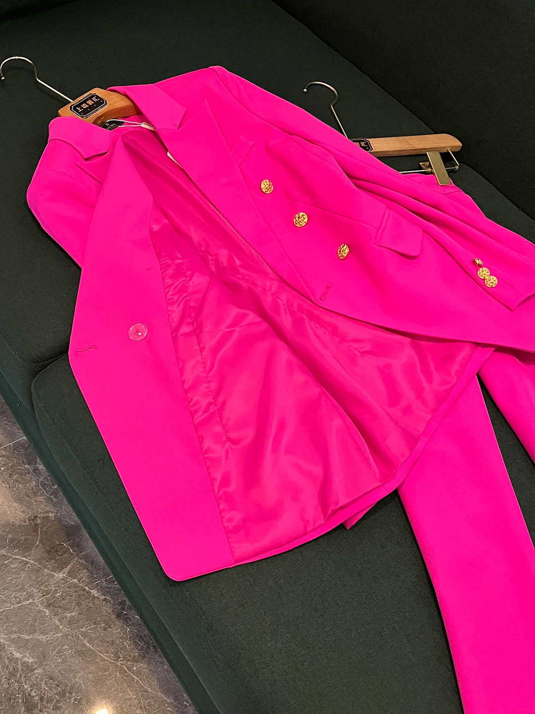 

Ele Winter New Pink Long Sve Костюм Пальто Женский комплект из двух предметов Sli OK20 Рабочая одежда orm Casual Faion