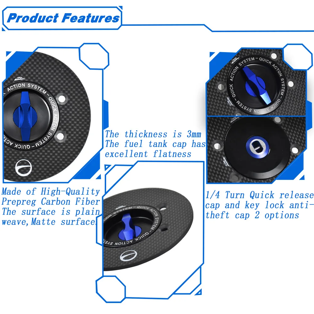 Carbon Fiber Quick Release Fuel Tank Cap For BMW S1000R S1000RR M1000R M1000RR 2025 2026 Motorcycle Key Plug Lock Oil Gas Cover