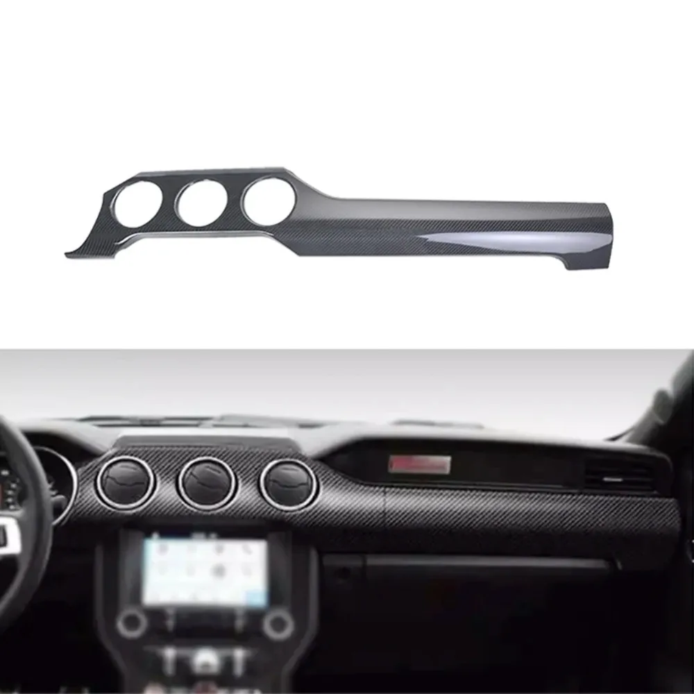 ألياف الكربون لوحة القيادة الغطاء الأيمن الكسوة لوحة القيادة الديكور غطاء لوحة الكسوة الداخلية ل موستانج 2015 + #1