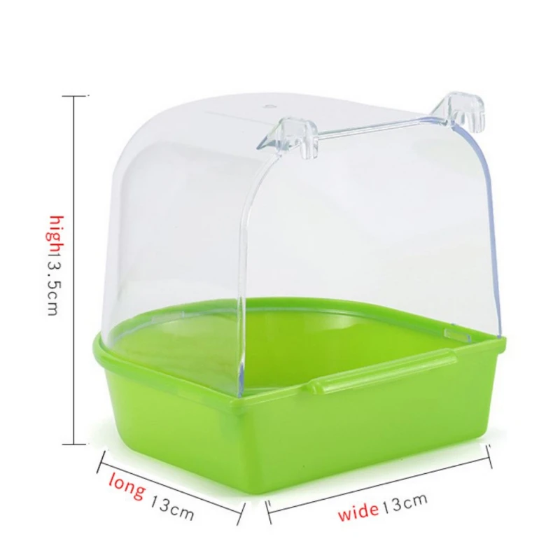 Removable Pet Bird Parrot Transparent Bath Tub Pets Shower Bowl Parakeet Parrots Bird Cage Hanging Food Tray Pet Accessories