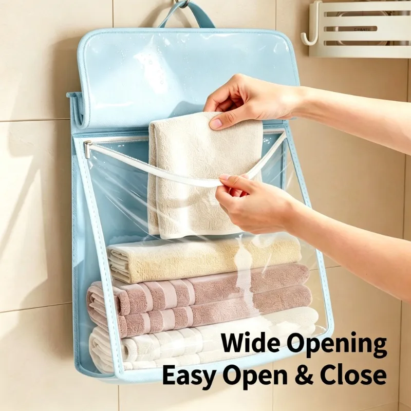 Wasserdichte Hängende Aufbewahrungstasche, Wandmontage ohne Bohren, Transparenter Kleiderorganizer mit Großer Kapazität für Badezimmer, Wohnheim und Zuhause – Detail 3
