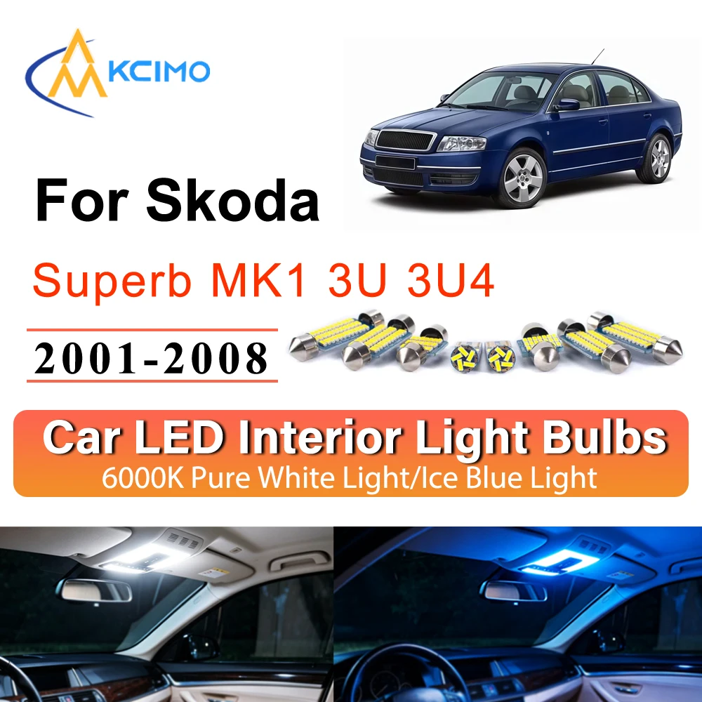 Ambient Interior Light Kit Plug and Play For Skoda Superb MK1 3U 3U4 2001-2008 Car LED Footwell Map Dome Trunk Lamp Direct Fit