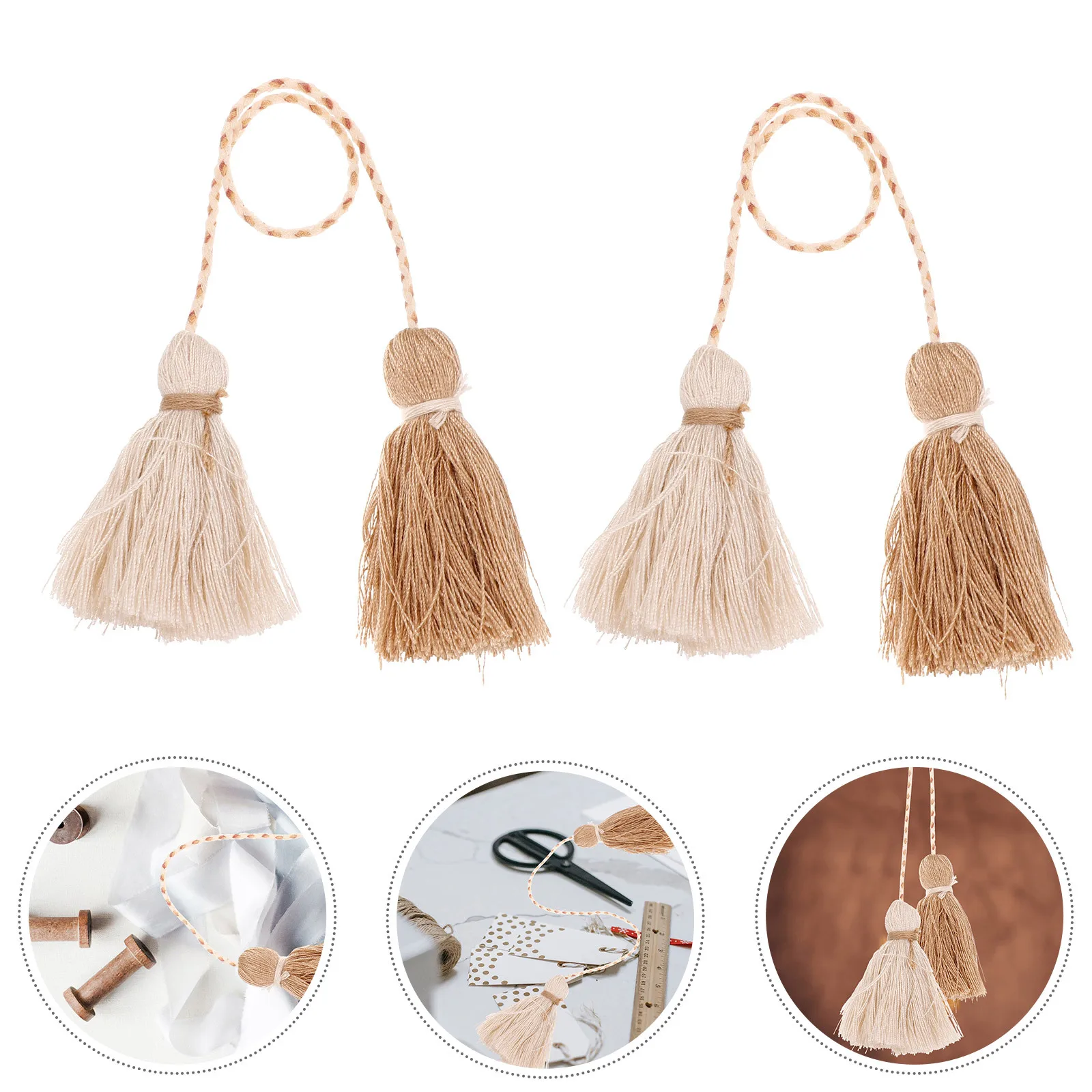 

2Pcs Decorative Tassels Flow Design Handwoven Cotton Thread for Pillow Blanket Curtain Tablecloth and Clothing Decoration DIY
