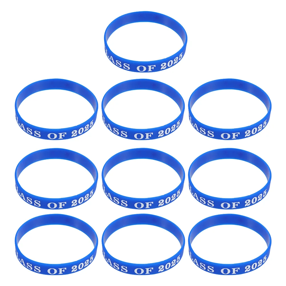 10-teiliges Armband für Abschlussfeiern, Armbänder, blaue Aufkleber, Süßigkeiten, Gummi, Silikagel, für Männer, Campus