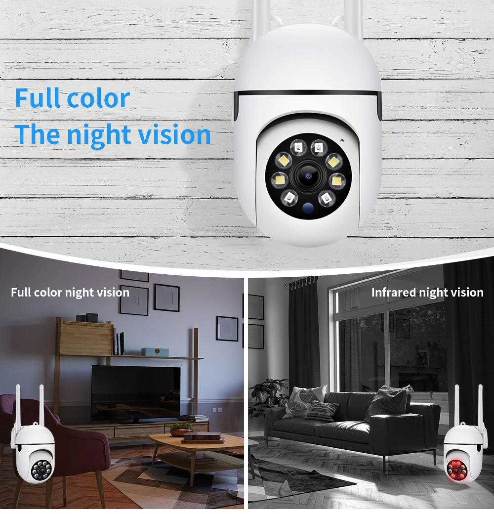 Surveillance camera night vision full-color fully automatic human tracking home panoramic WiFi video security monitoring camera view 3