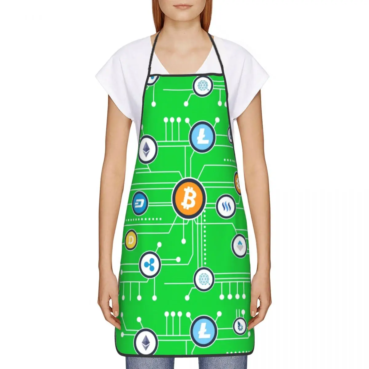 Bitcoin Altcoin Blockchain Logo Aprons for Men Women Adult Chef Kitchen Cooking Ethereum Digital Currency Tablier Cuisine