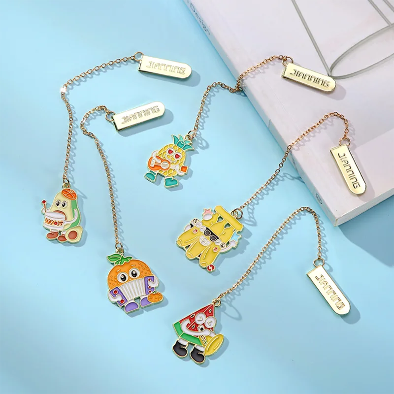 2pc 귀여운 바나나 과일 북마크 크리 에이 티브 금속 절묘한 아트 북 마크 페이지 폴더 학생 용품 휴대용 독서 편지지