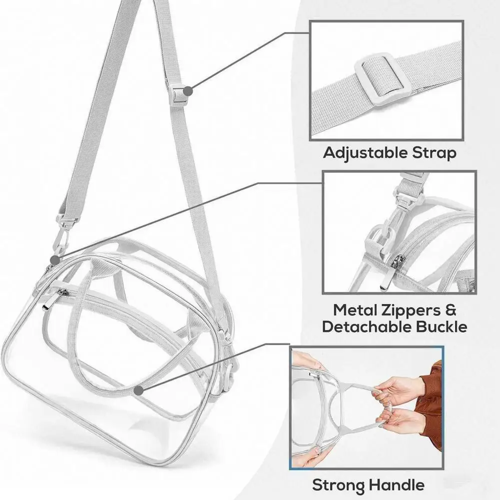 Transparent Waterproof Storage Bag Transparent Handbag with Adjustable Strap Capacity Crossbody Tote Waterproof Pvc for Beach