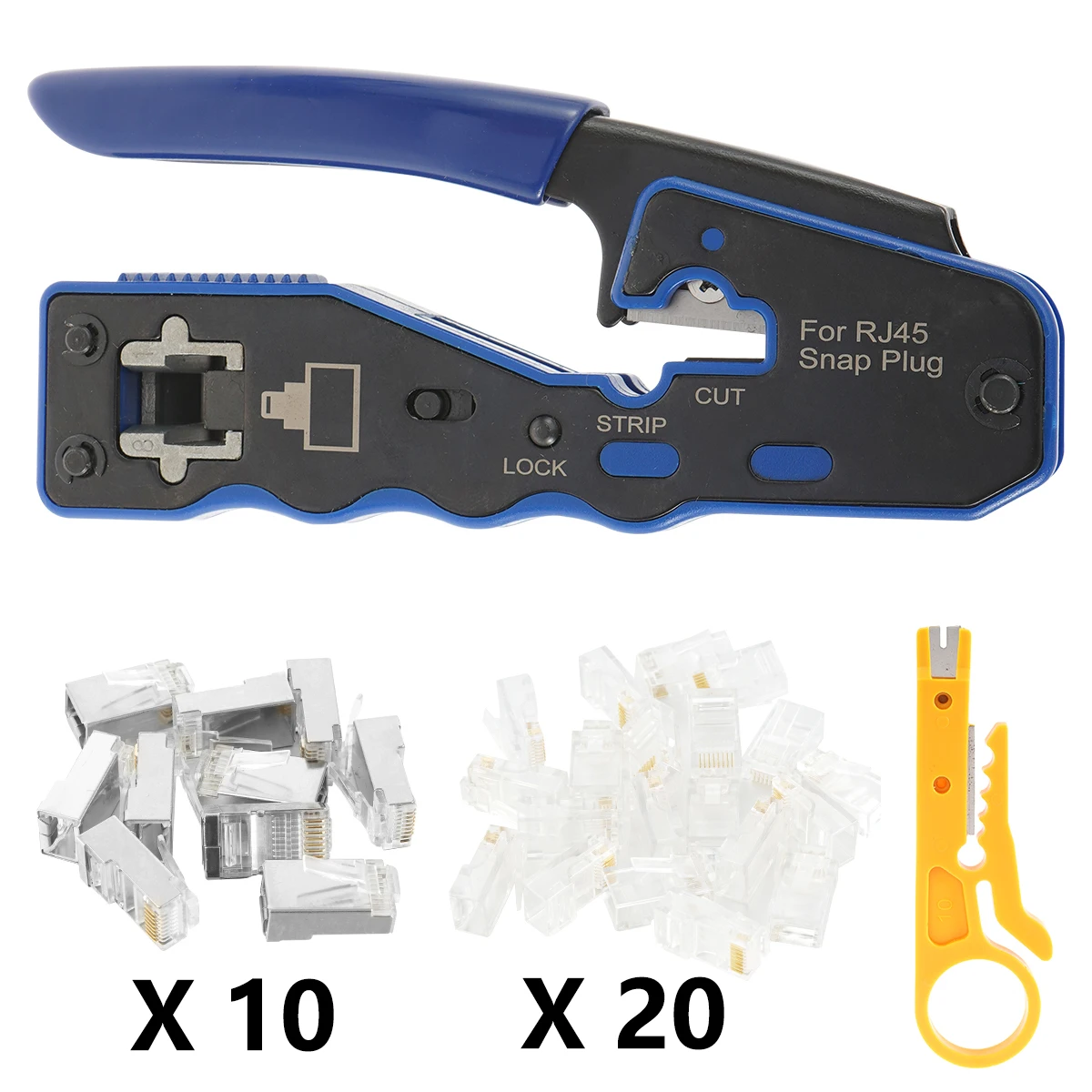 RJ45 Crimp Tool Pass Through Crimper Cutter for cat5 cat5e cat6 cat6a connectors Handle Network Ethernet Cable Crimper Tool