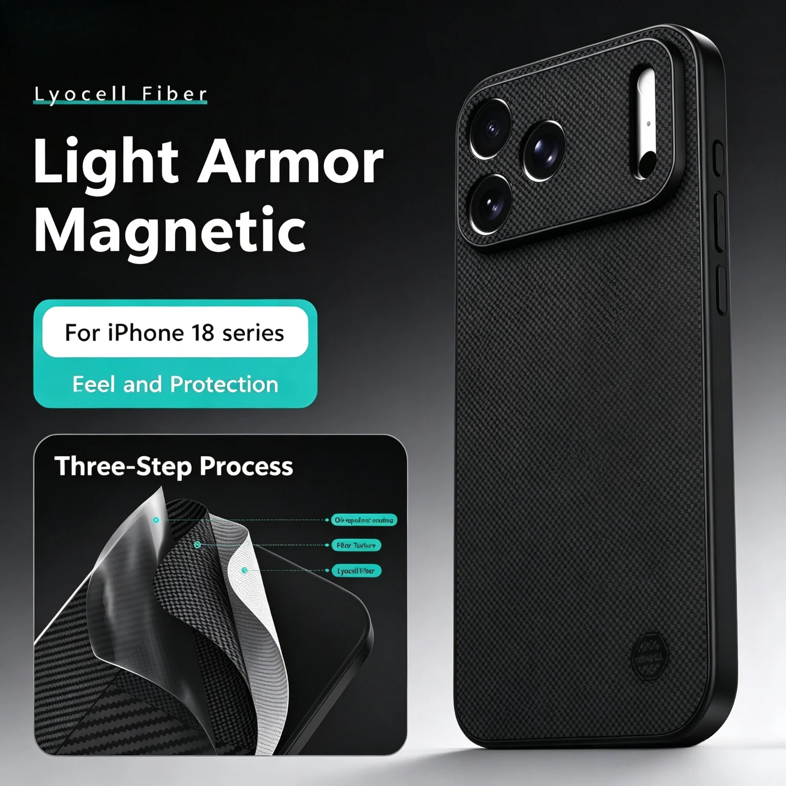 Texture en fibre d'aramide haut de gamme pour coque magnétique MagSafe pour iPhone 18 Pro Max 17 Pro, protection intégrale de l'appareil photo, antichoc