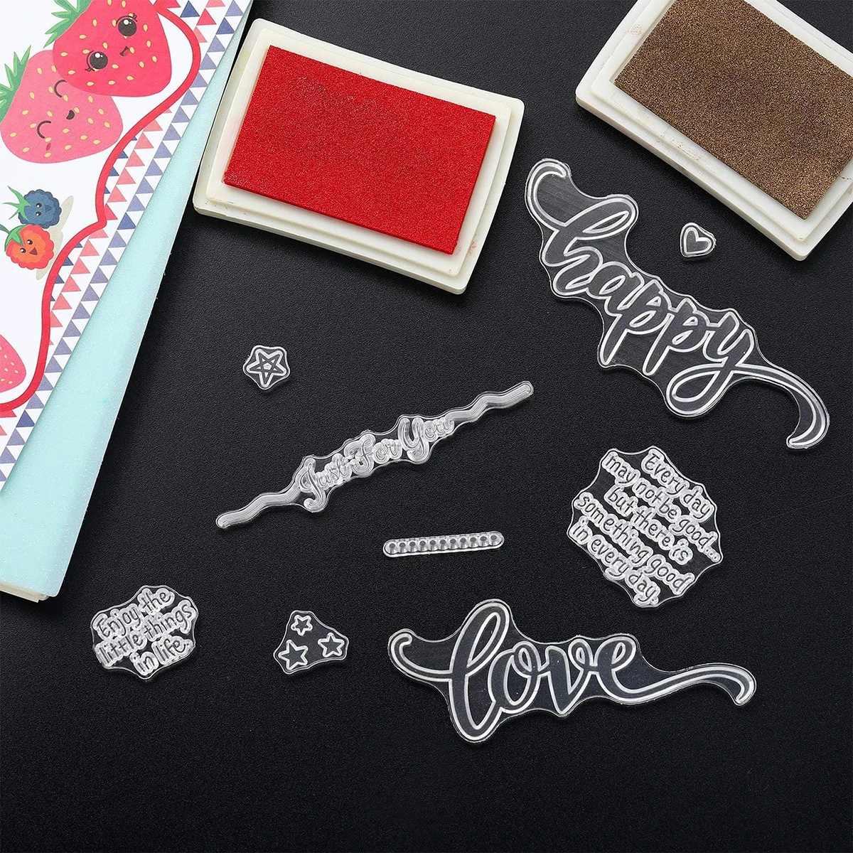 1PC Words Clear Stamps for Card Making Transparent Silicone Stamp for DIY Valentines Christmas Holiday Card Scrapbooking Journal