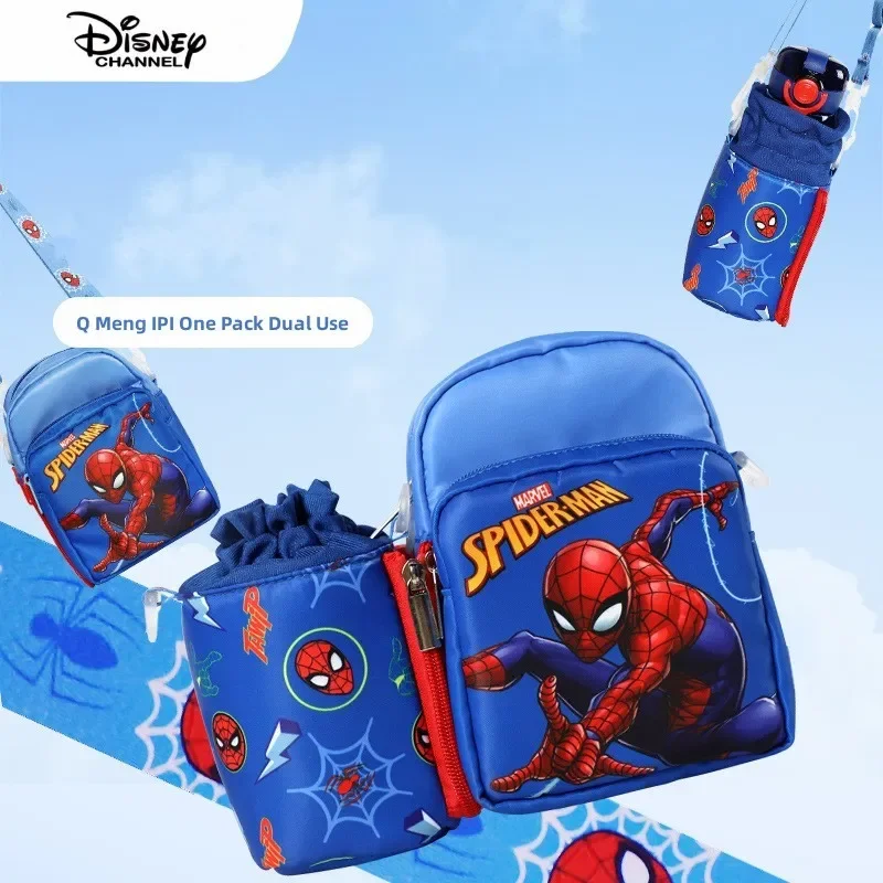 Marvel Spider Man Sac à dos étudiant pour enfants Crossbody Water Cup Sac détachable