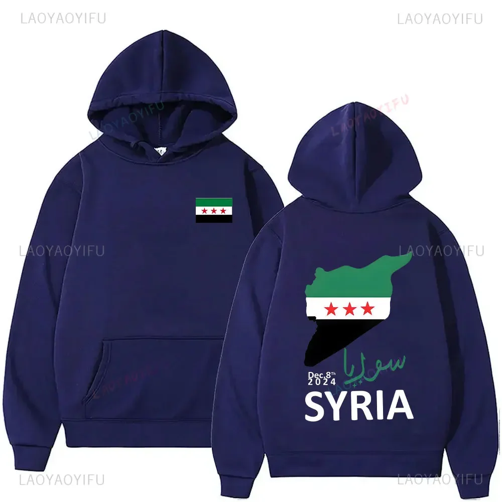 Free Syria Grpahic Sweatshirt for Men Clothes 2024 Syria Flag Long Sleeved Street Casual Hoodie Pullovers Sports GYM Tops