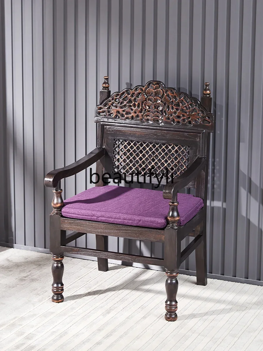 

ss CSouth East Asia carved solid wood chair, Thai leisure living room bedroom back dining chair tea chair furniture book chair