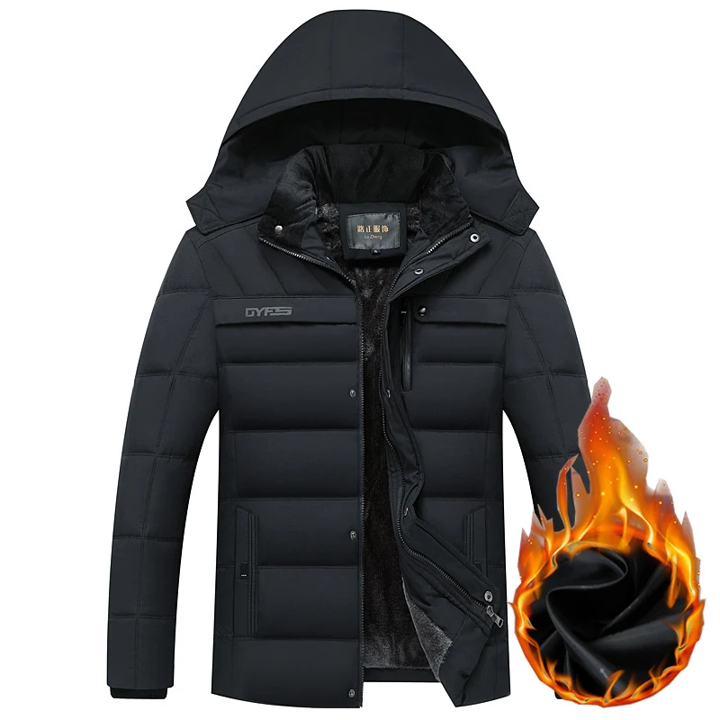 Kurtka zimowa męska Drop Shipping -20 stopni, gruba, ciepła parka z kapturem, ocieplana polarem, kurtki męskie, odzież wierzchnia, Jaqueta Masculina LBZ31