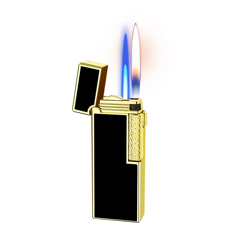 Briquet gonflable à Double flamme, poulie latérale coupe-vent, torche Portable, briquet de luxe pour affaires, vente en gros, cadeaux, Gadgets pour hommes