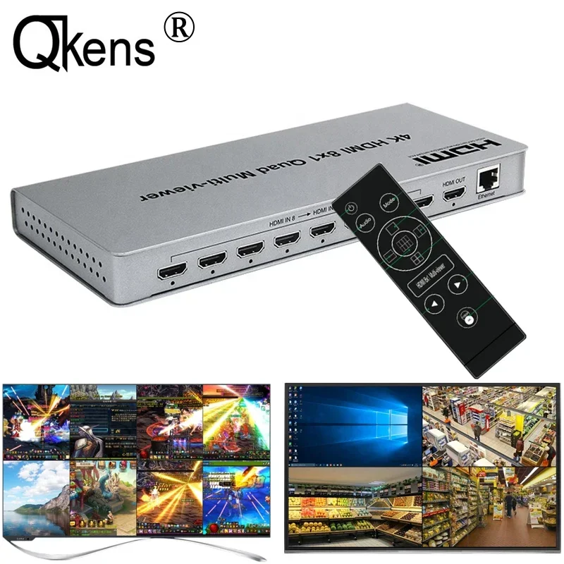 4K HDMI 8x1 Multi-viewer Switcher 2 6 8 In 1 Out Seamless Switch 4x1 Quad Multi Viewer 4 Channel Screen Divider Video Converter