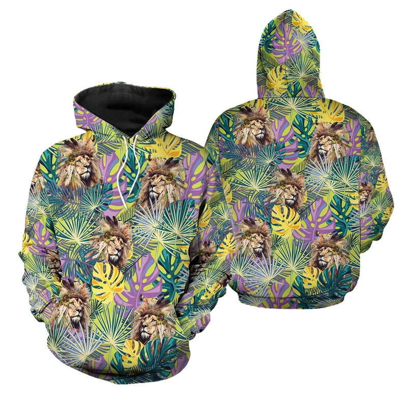 

Lion Graphic Sweatshirts King Of The Jungle 3D Printe Hoodies For Men Clothes Casual Hawaiian Pullovers Boy Streetwear Y2k Tops
