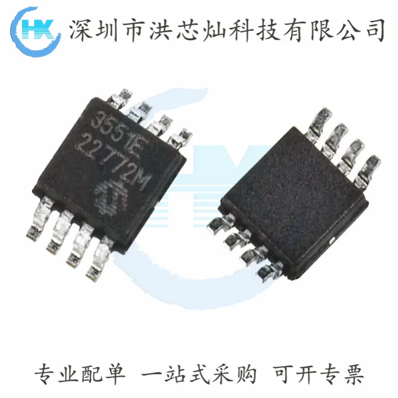 3551E MCP3551-E/MS  ADC 12 SPI MSOP-8  Original, in stock. Power IC