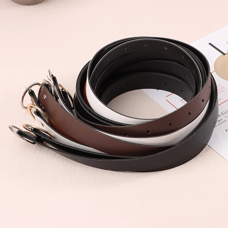 1Pc 100CM Leather Belt Fashion Waist Belts Metal Circle Buckle Waistband Pants Decorative Belt Women Clothing Accesories