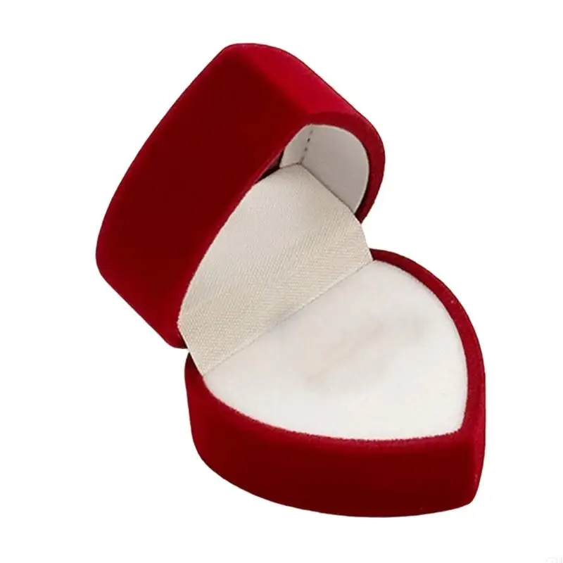 

Practical Sturdy Flocking Heart Rings Storage Box Convenient Jewelry Accessory for Small Jewelry Safekeeping Use C71A