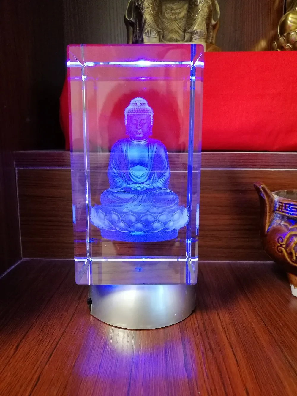 GOOD -15 CM LARGE # Efficacious HOME family Talisman- Greco-Buddhist 3D crystal Buddhist Buddha statue Figurine statue