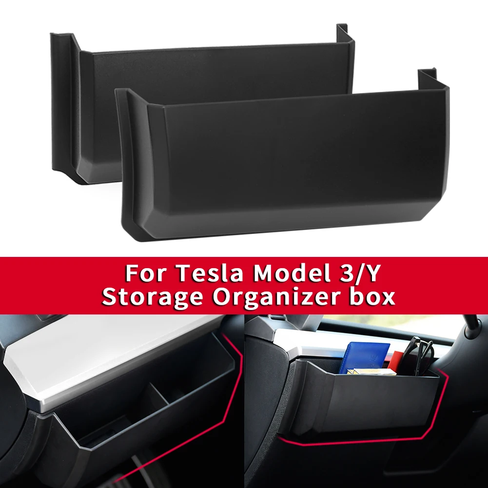 Caja de almacenamiento de Control Central debajo del volante para Tesla Model 3 Y, organizador de Huecos laterales para salpicadero, accesorios